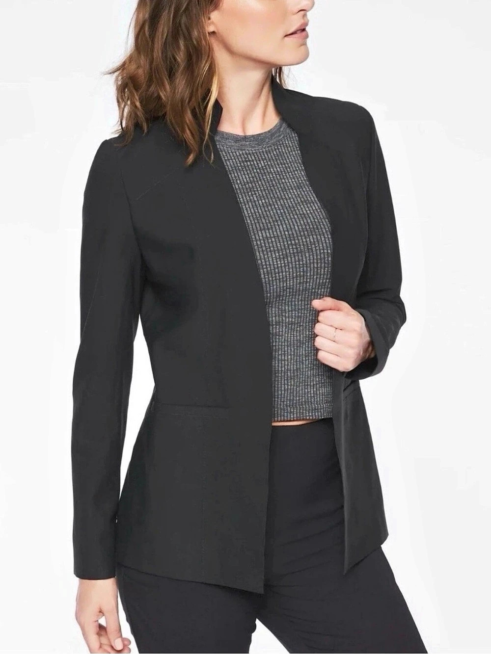 Athleta Cosmic Blazer Black Open Front Blazer Size 6 Like New